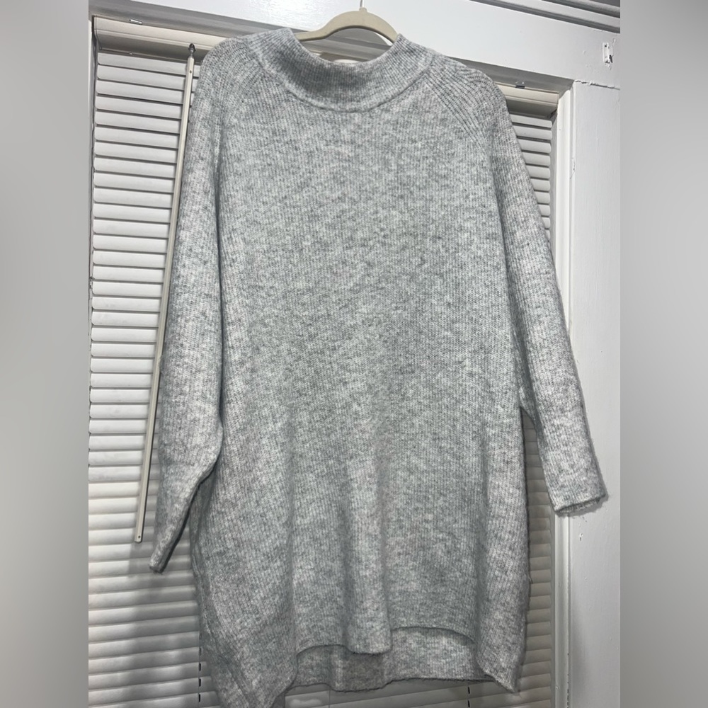 Topshop grey long sleeve mini sweater dress - XL